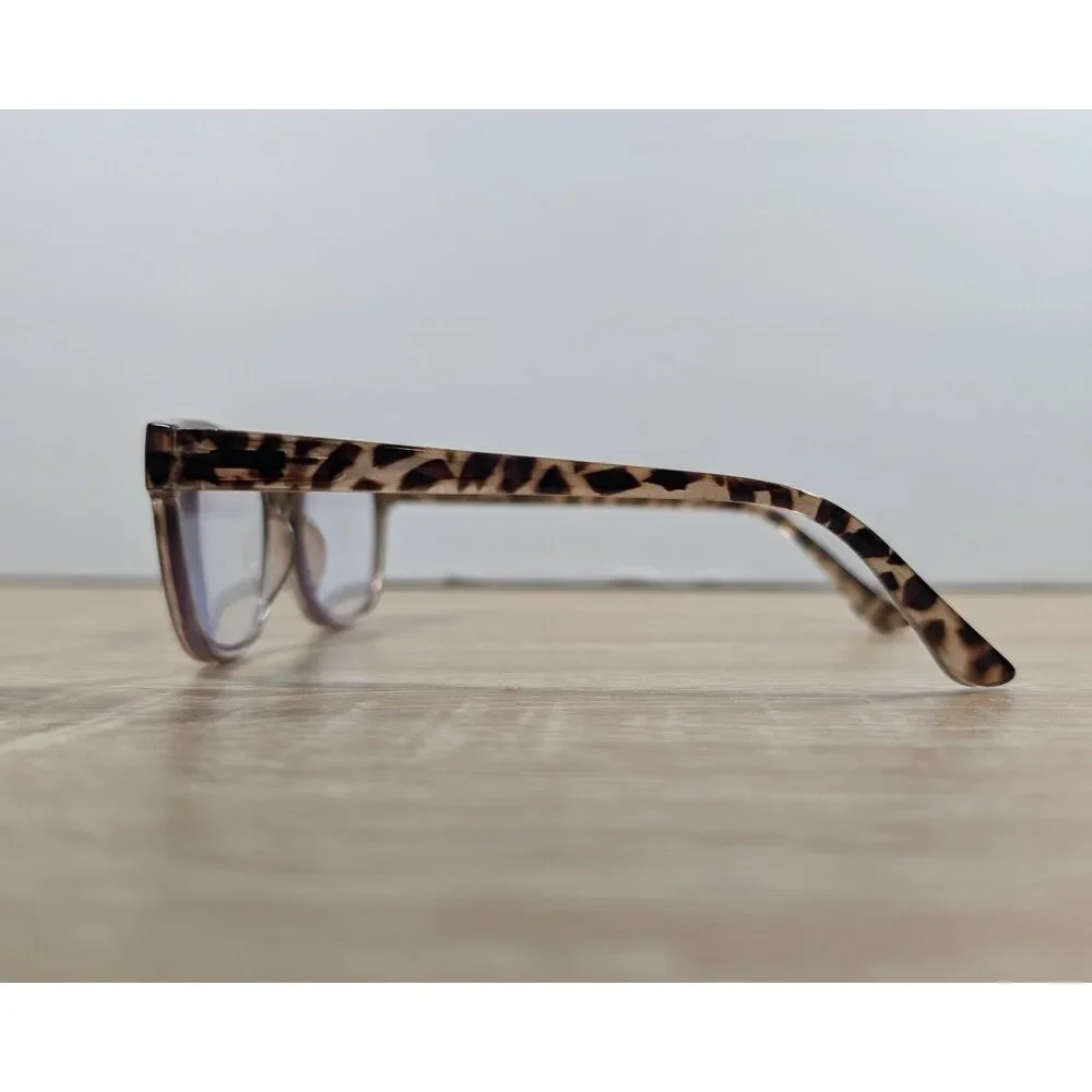 Tortoiseshell Rectangular Eyeglass Frames Brown Clear Lenses Readers 1.50
